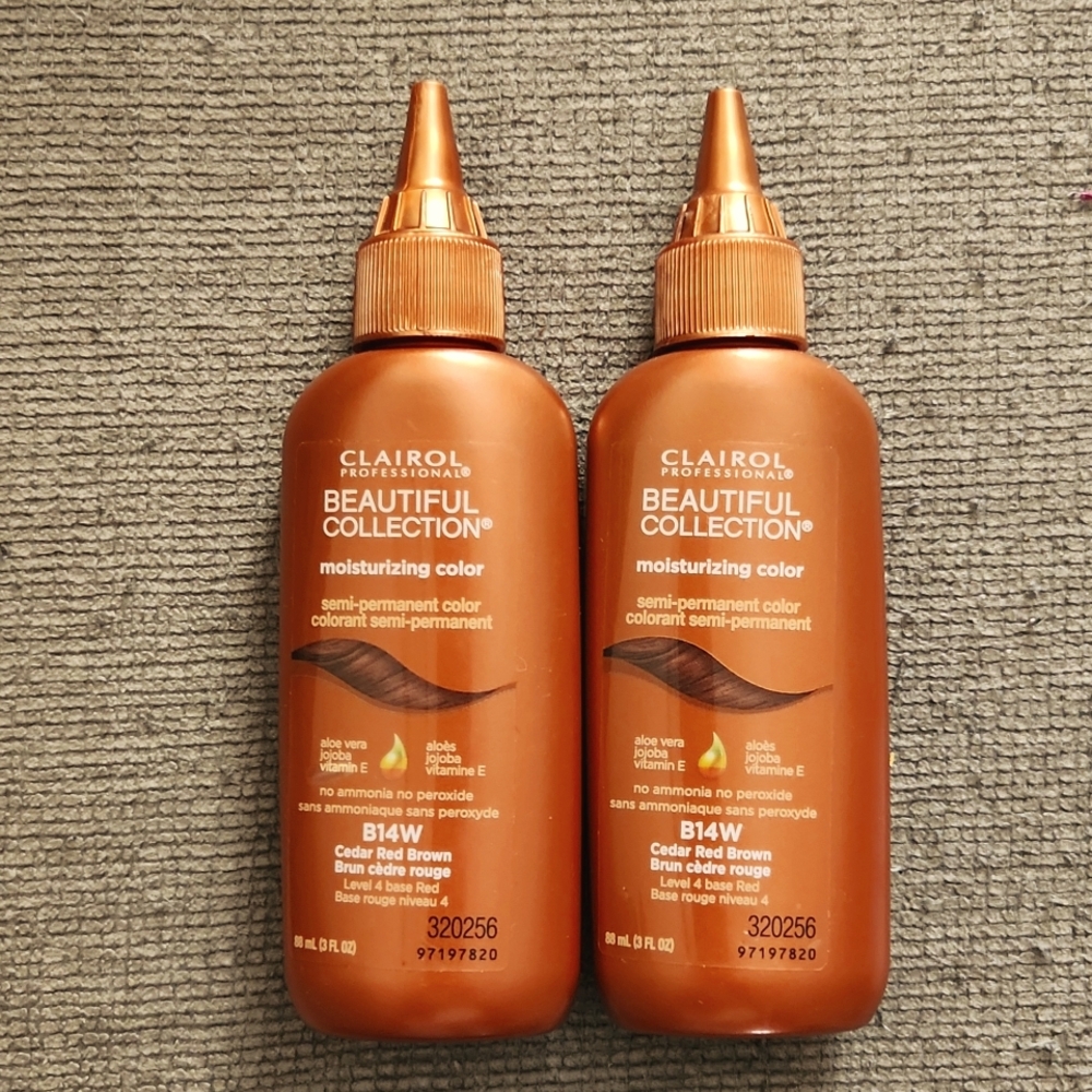 Clariol moisturizing color B14W Cedar Red Brown.